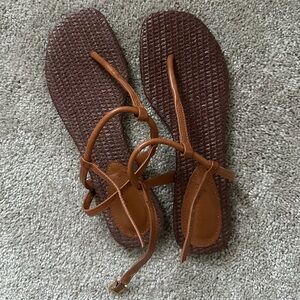 SCHUTZ Tan and Brown Woven Sandals